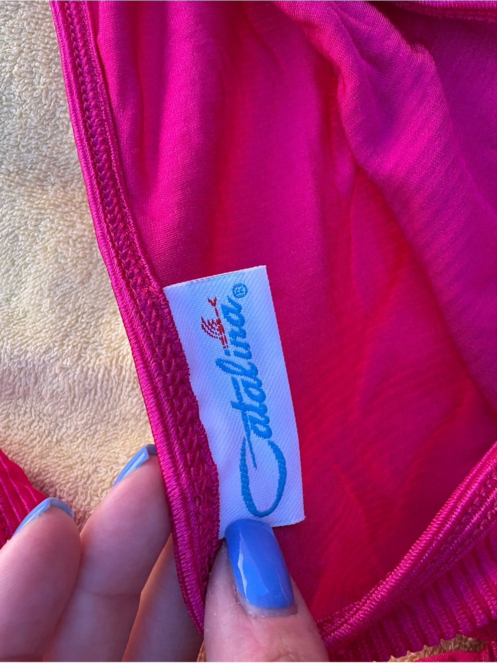 Catalina Ribbed One-Piece Swimsuit in Fuchsia with Skirt - Picture 4 of 4